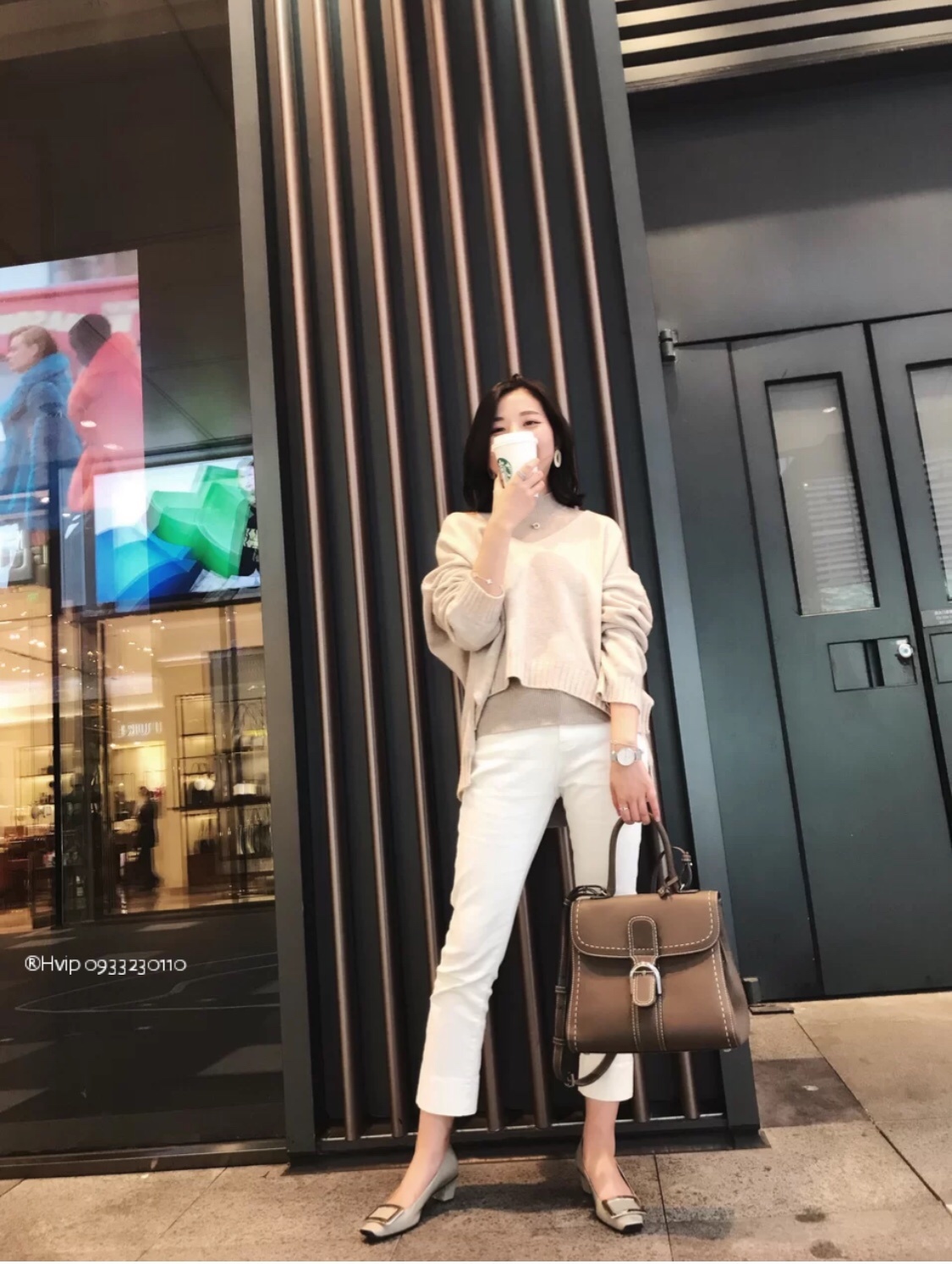 Delvaux Brillant MM Surpiqué grained Calf leather gris etoupe