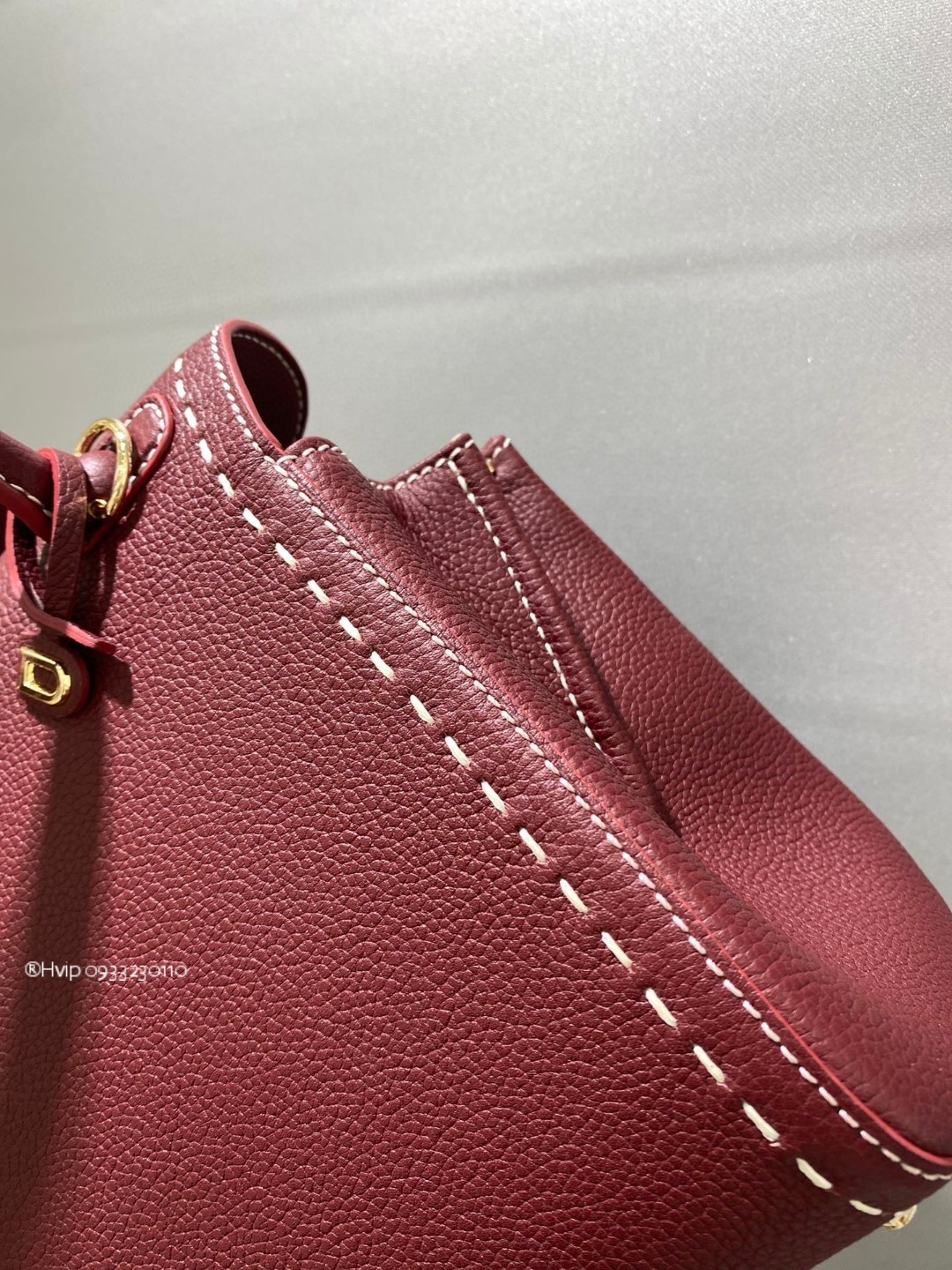 Delvaux Brillant Mini Surpiqué grained Calf leather Bordeaux