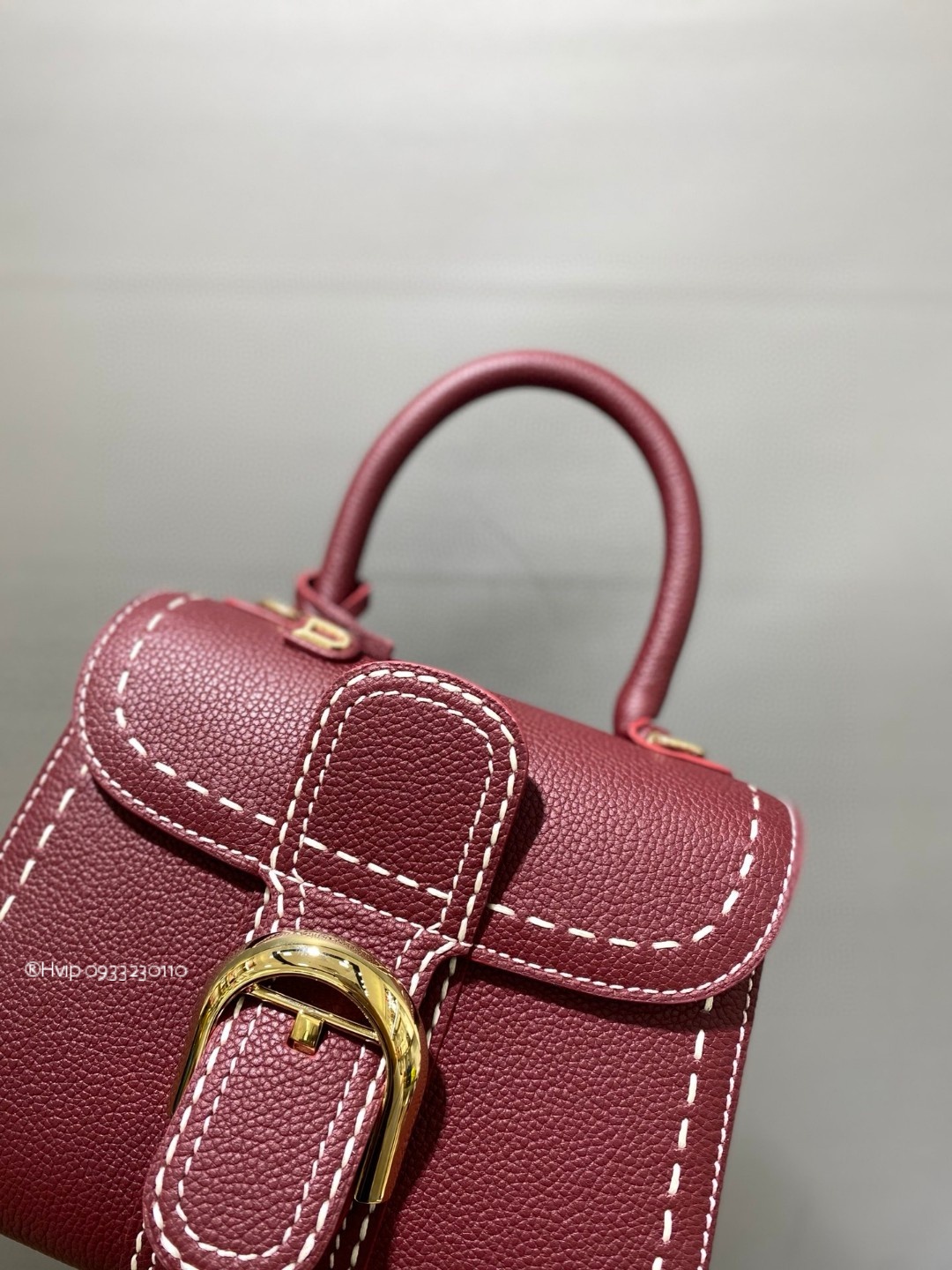 Delvaux Brillant Mini Surpiqué grained Calf leather Bordeaux