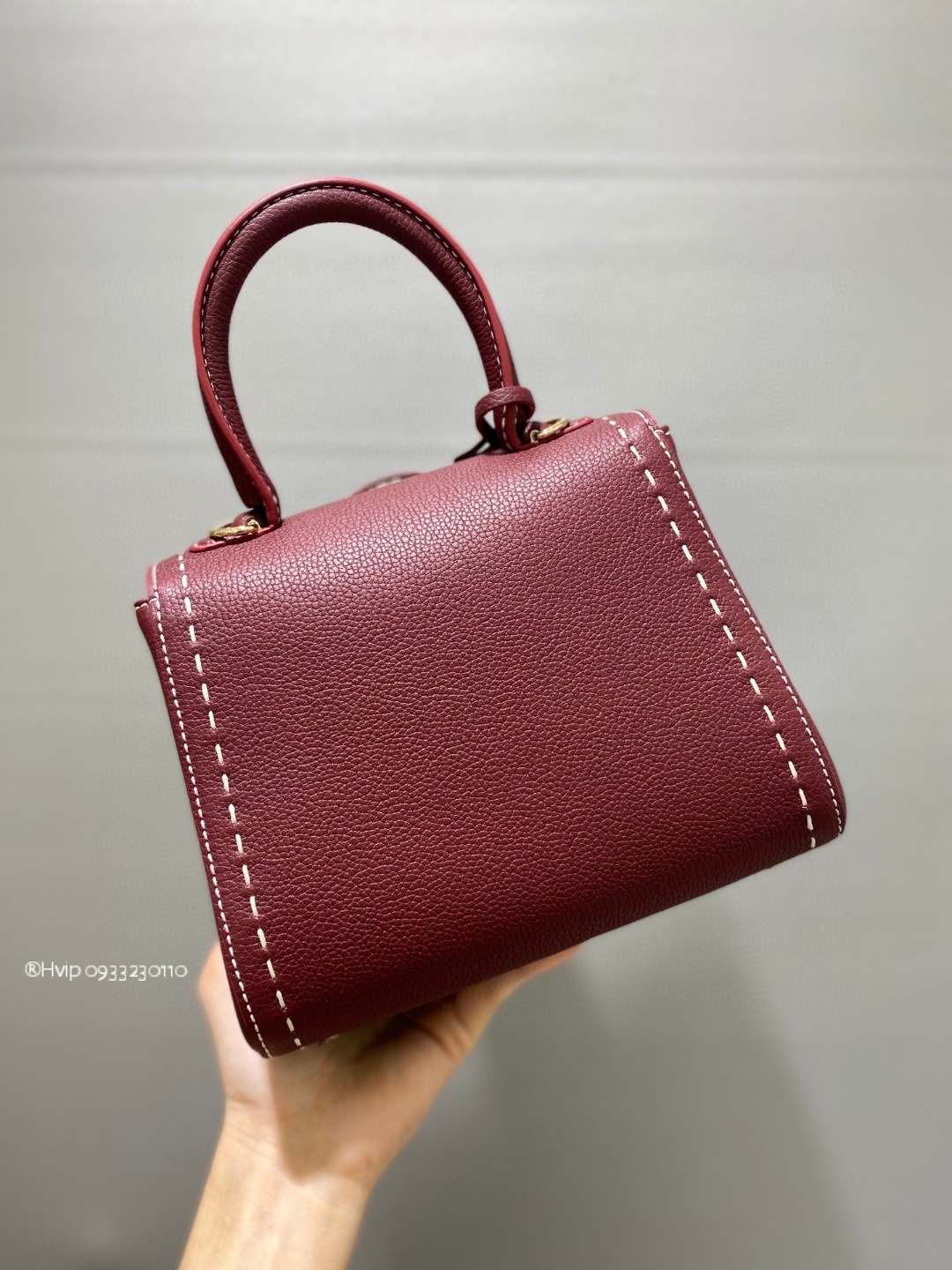 Delvaux Brillant Mini Surpiqué grained Calf leather Bordeaux