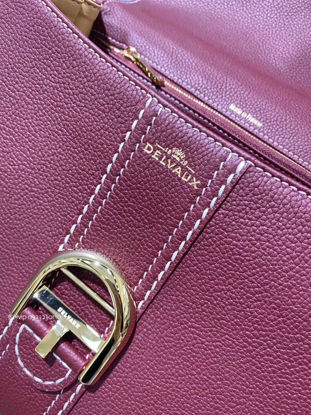 Delvaux Brillant MM Surpiqué grained Calf leather Bordeaux