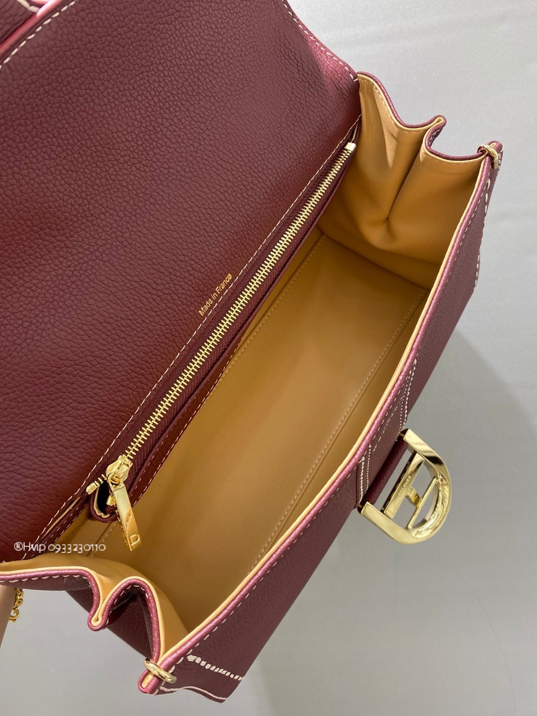 Delvaux Brillant PM Surpiqué grained Calf leather Bordeaux