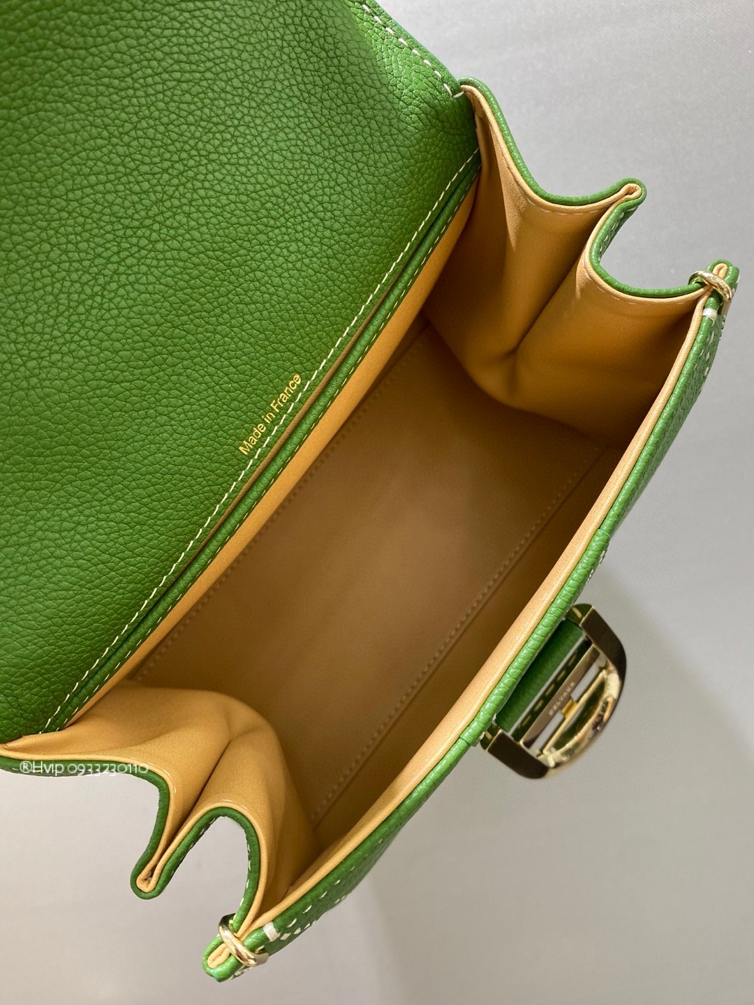 Delvaux Brillant Mini Surpiqué grained Calf leather green
