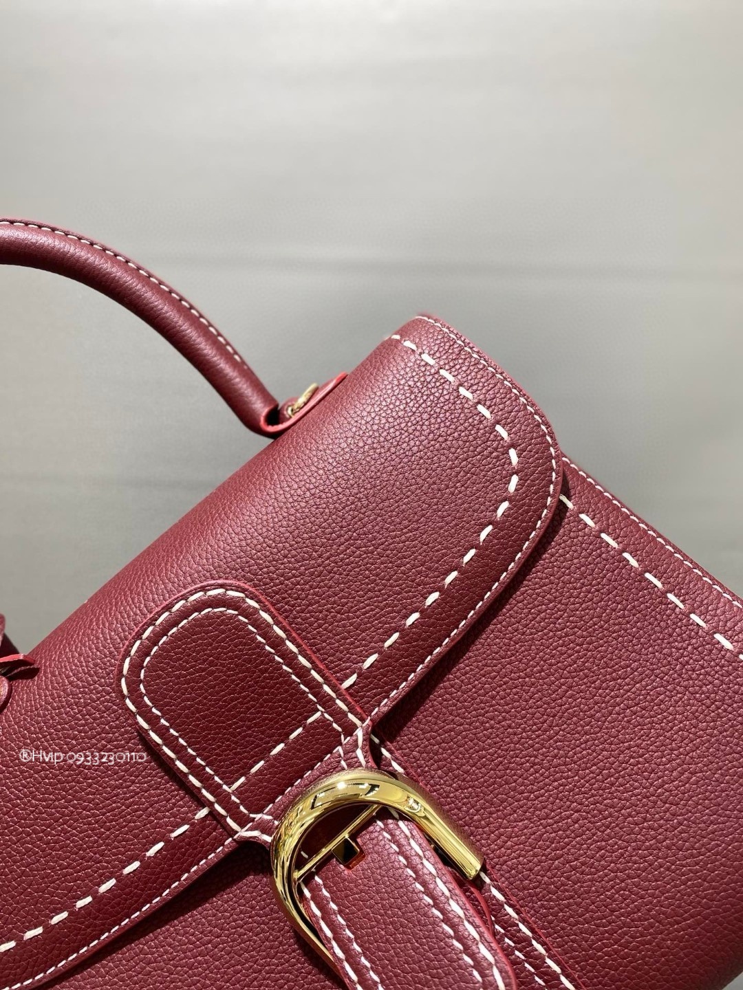 Delvaux Brillant MM Surpiqué grained Calf leather Bordeaux