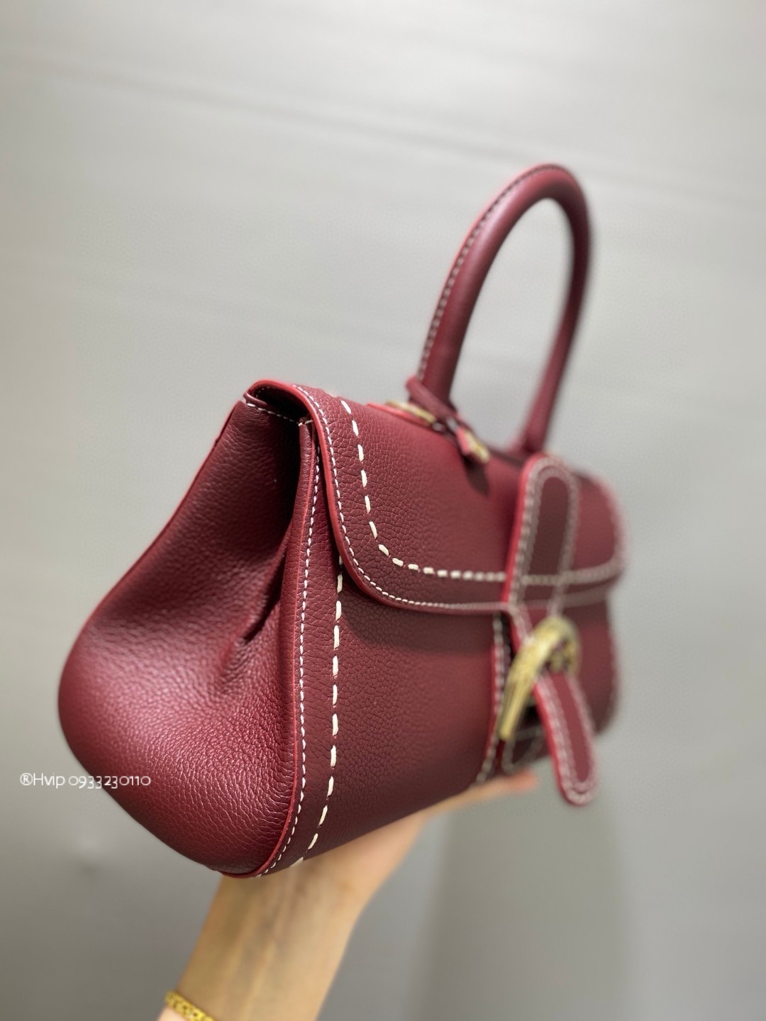 Delvaux Brillant PM Surpiqué grained Calf leather Bordeaux