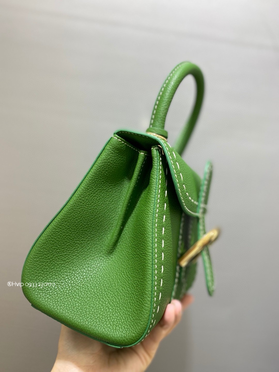 Delvaux Brillant Mini Surpiqué grained Calf leather green