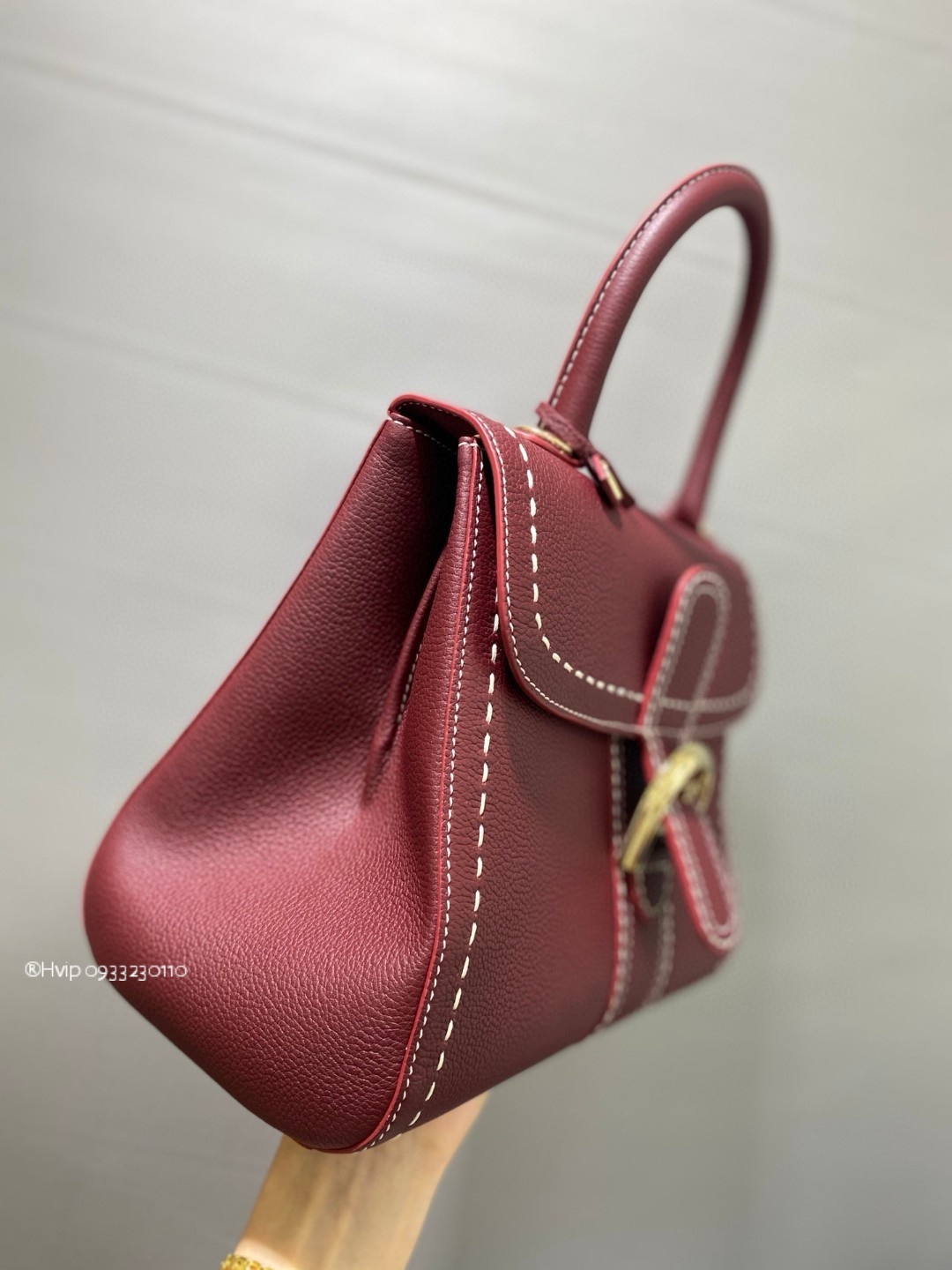 Delvaux Brillant MM Surpiqué grained Calf leather Bordeaux