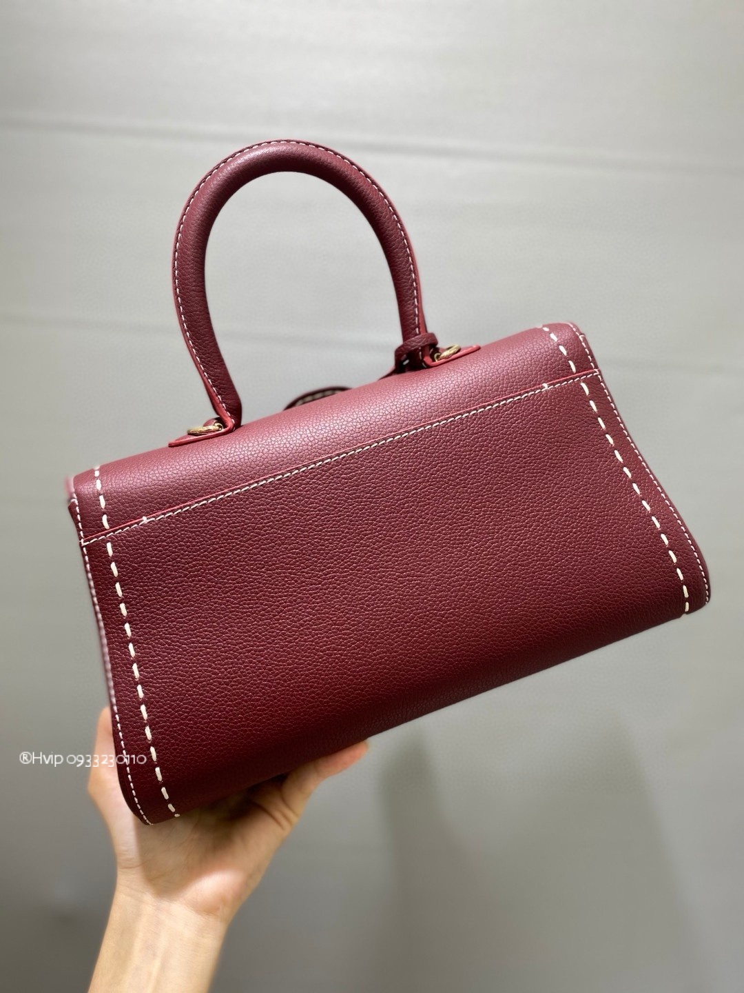 Delvaux Brillant PM Surpiqué grained Calf leather Bordeaux
