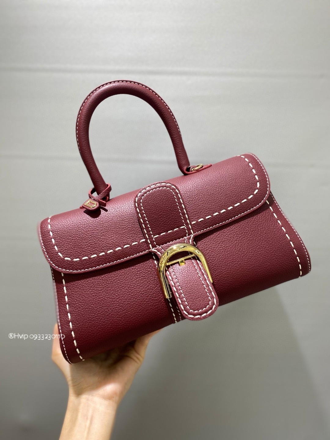Delvaux Brillant PM Surpiqué grained Calf leather Bordeaux