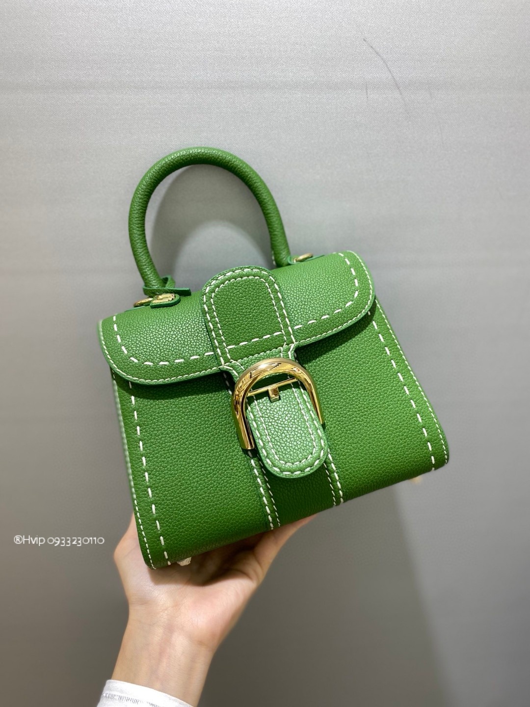 Delvaux Brillant Mini Surpiqué grained Calf leather green