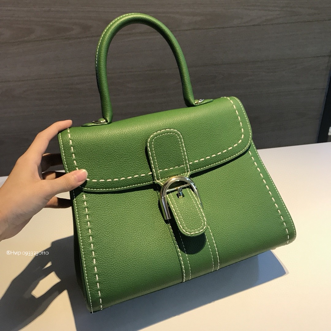 Delvaux Brillant MM Surpiqué grained Calf leather green