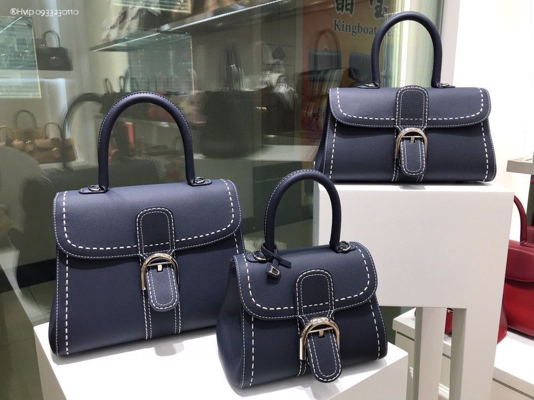 Delvaux Brillant Mini Surpiqué grained Calf leather navy
