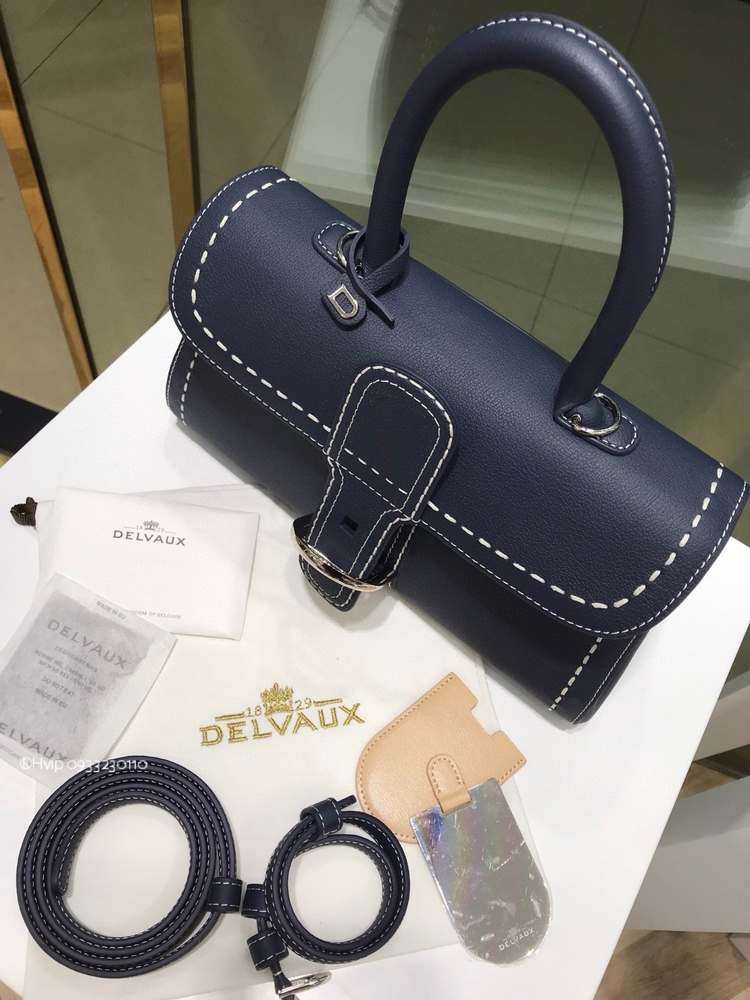 Delvaux Brillant PM Surpiqué grained Calf leather navy