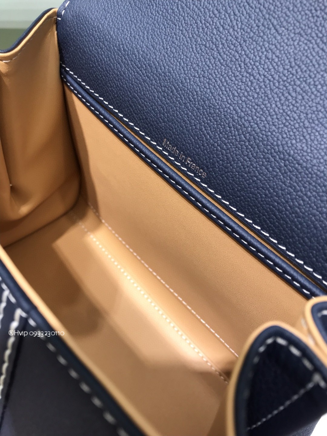 Delvaux Brillant Mini Surpiqué grained Calf leather navy