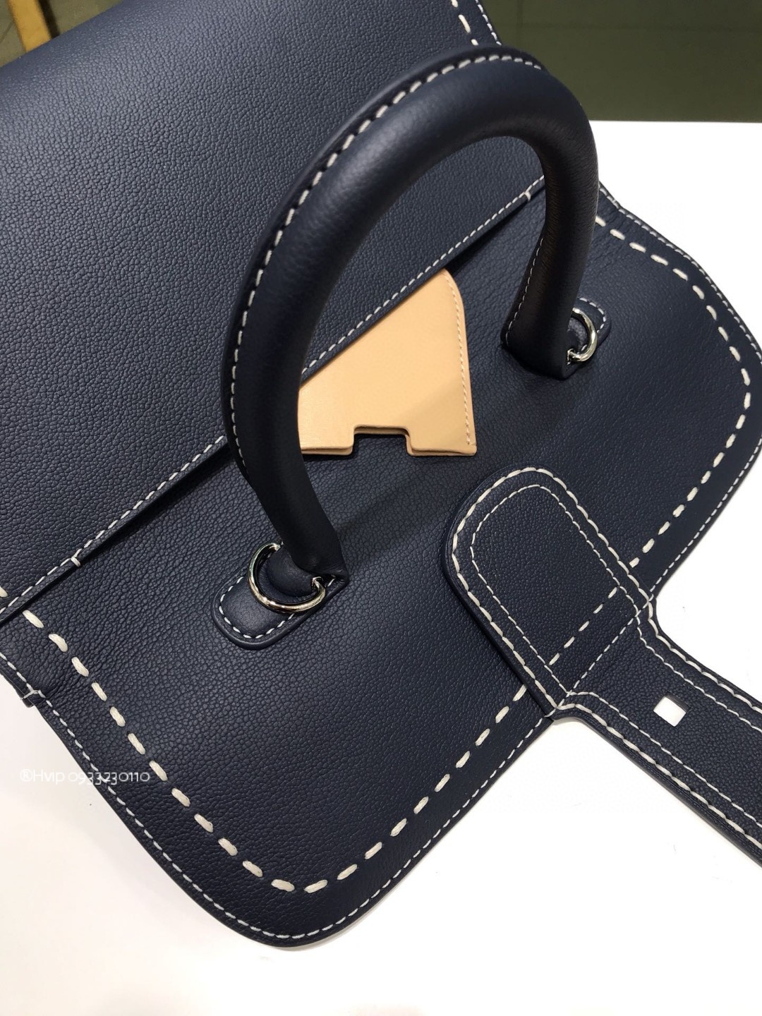 Delvaux Brillant PM Surpiqué grained Calf leather navy