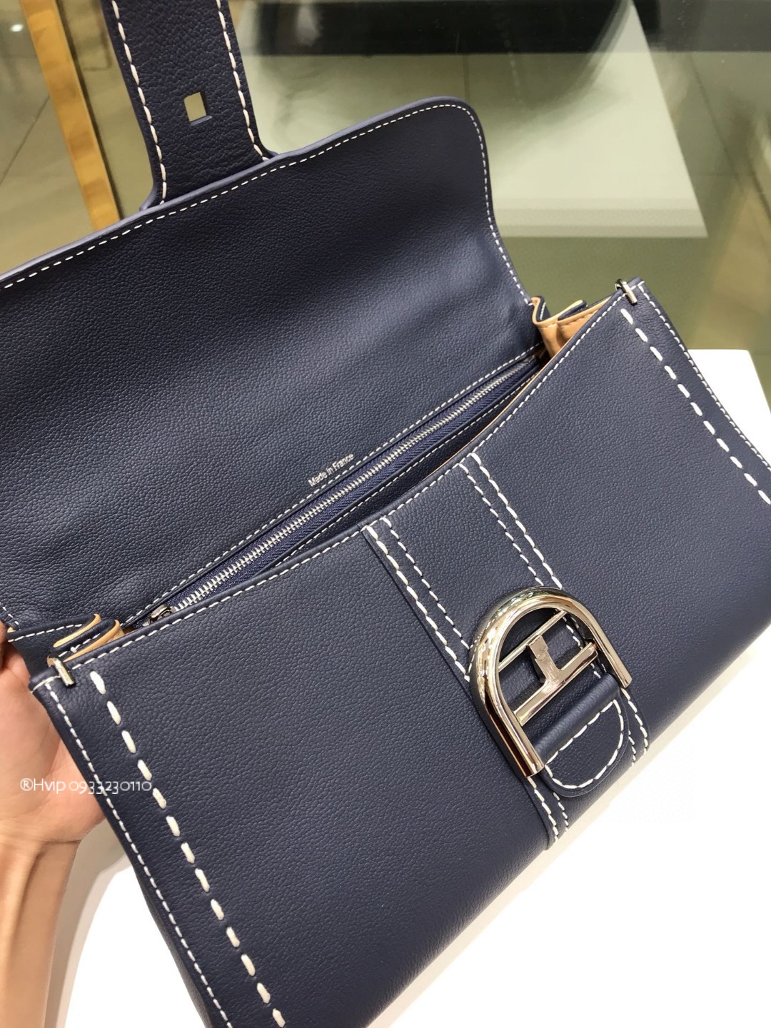 Delvaux Brillant PM Surpiqué grained Calf leather navy