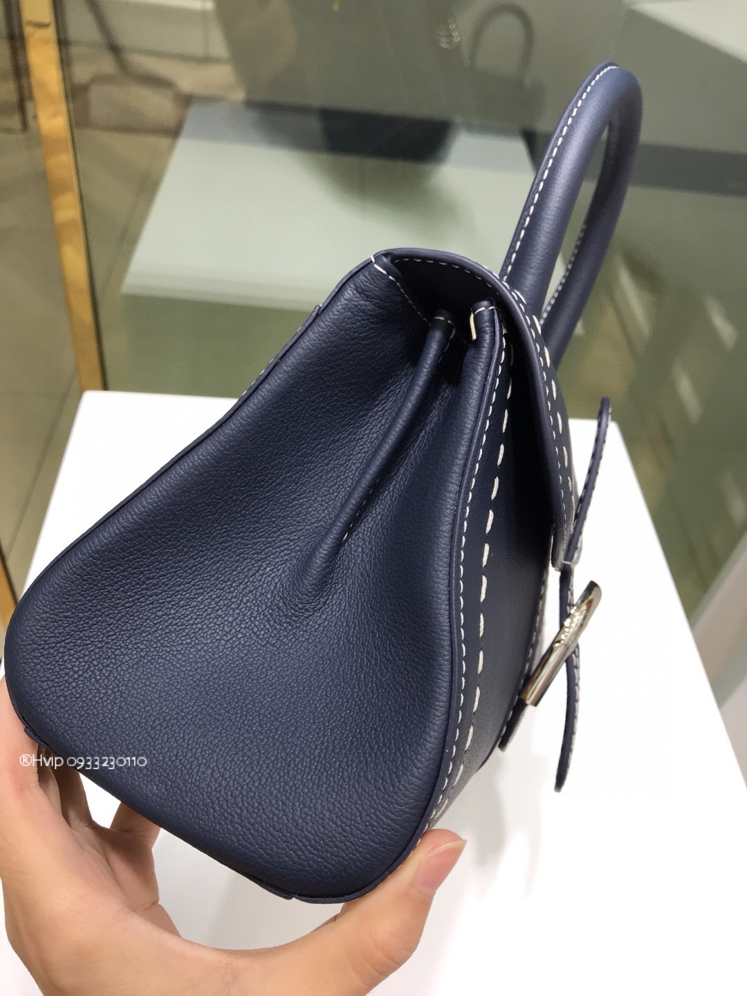 Delvaux Brillant PM Surpiqué grained Calf leather navy