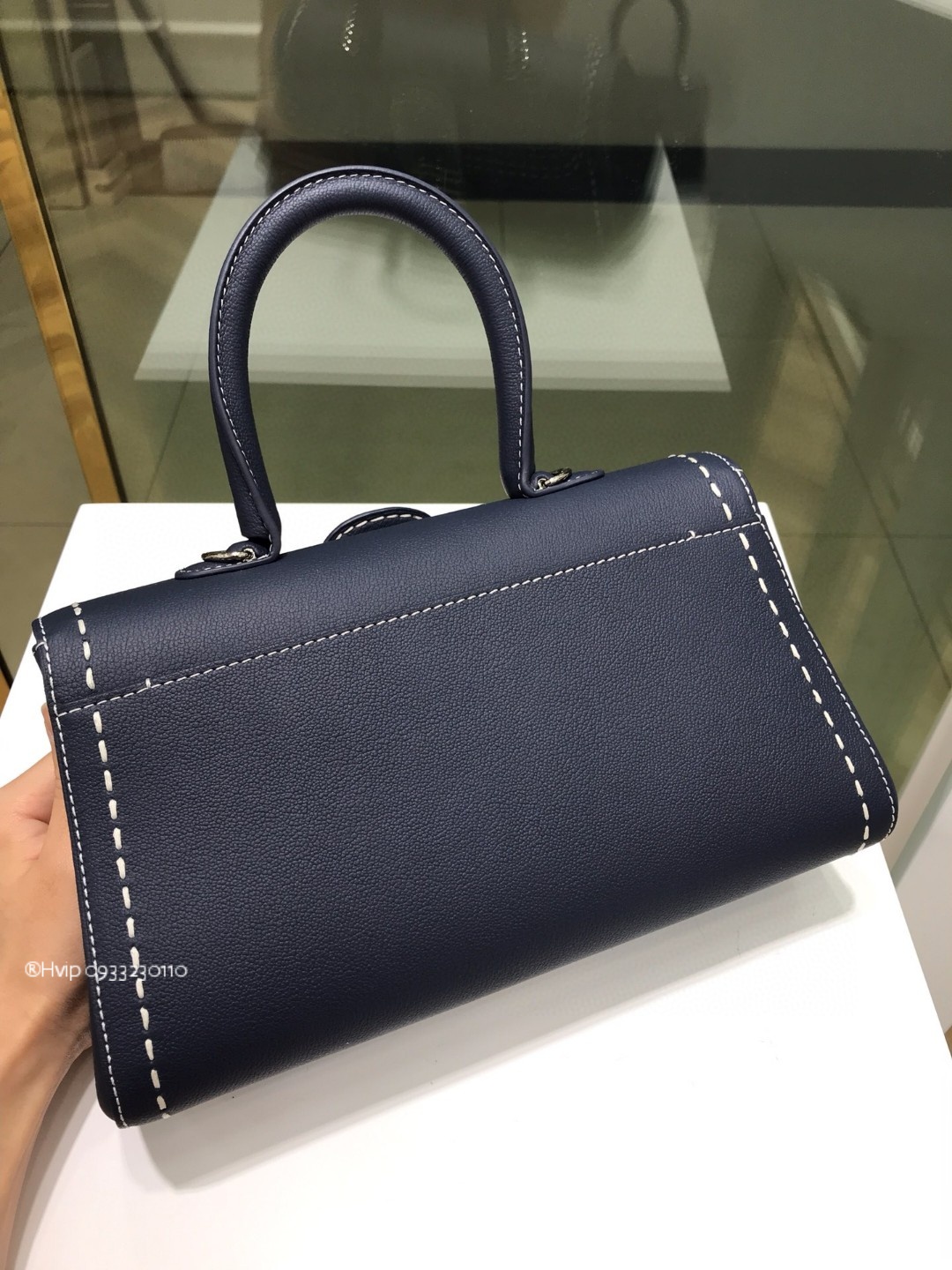 Delvaux Brillant PM Surpiqué grained Calf leather navy