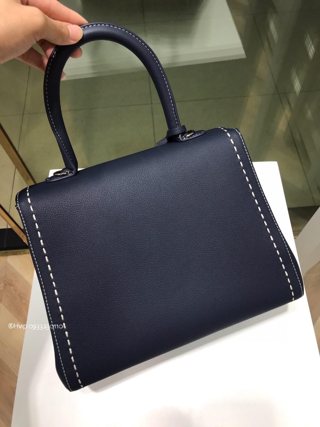 Delvaux Brillant MM Surpiqué grained Calf leather navy