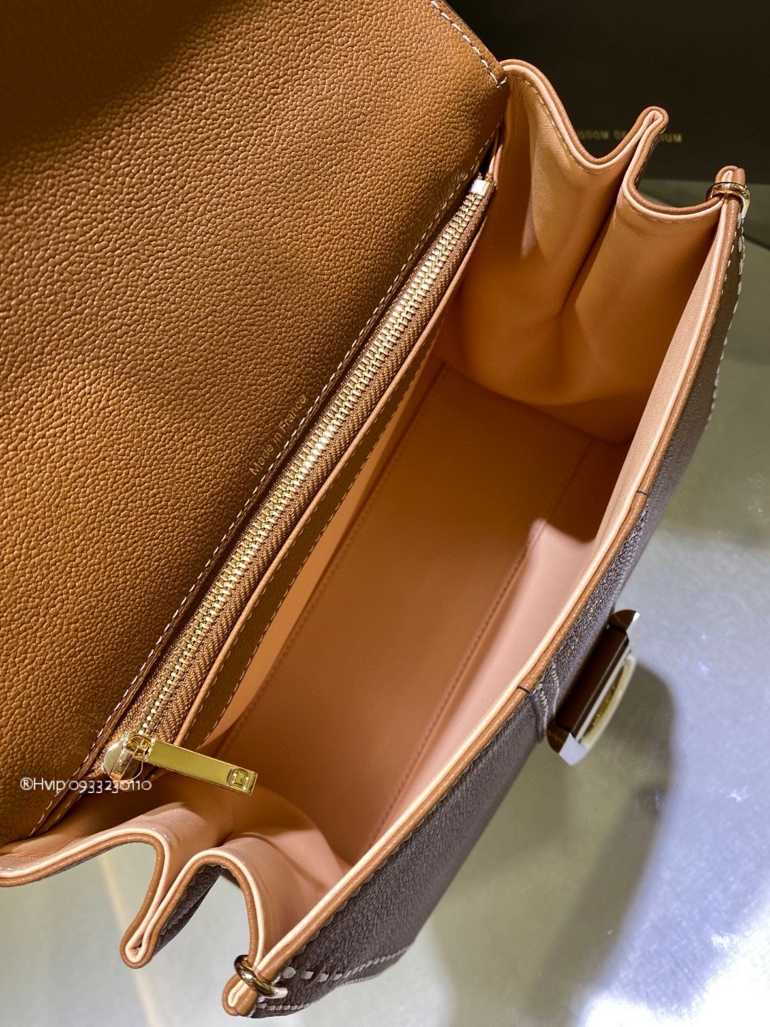 Delvaux Brillant PM Surpiqué grained Calf leatherVegetal - Ivory