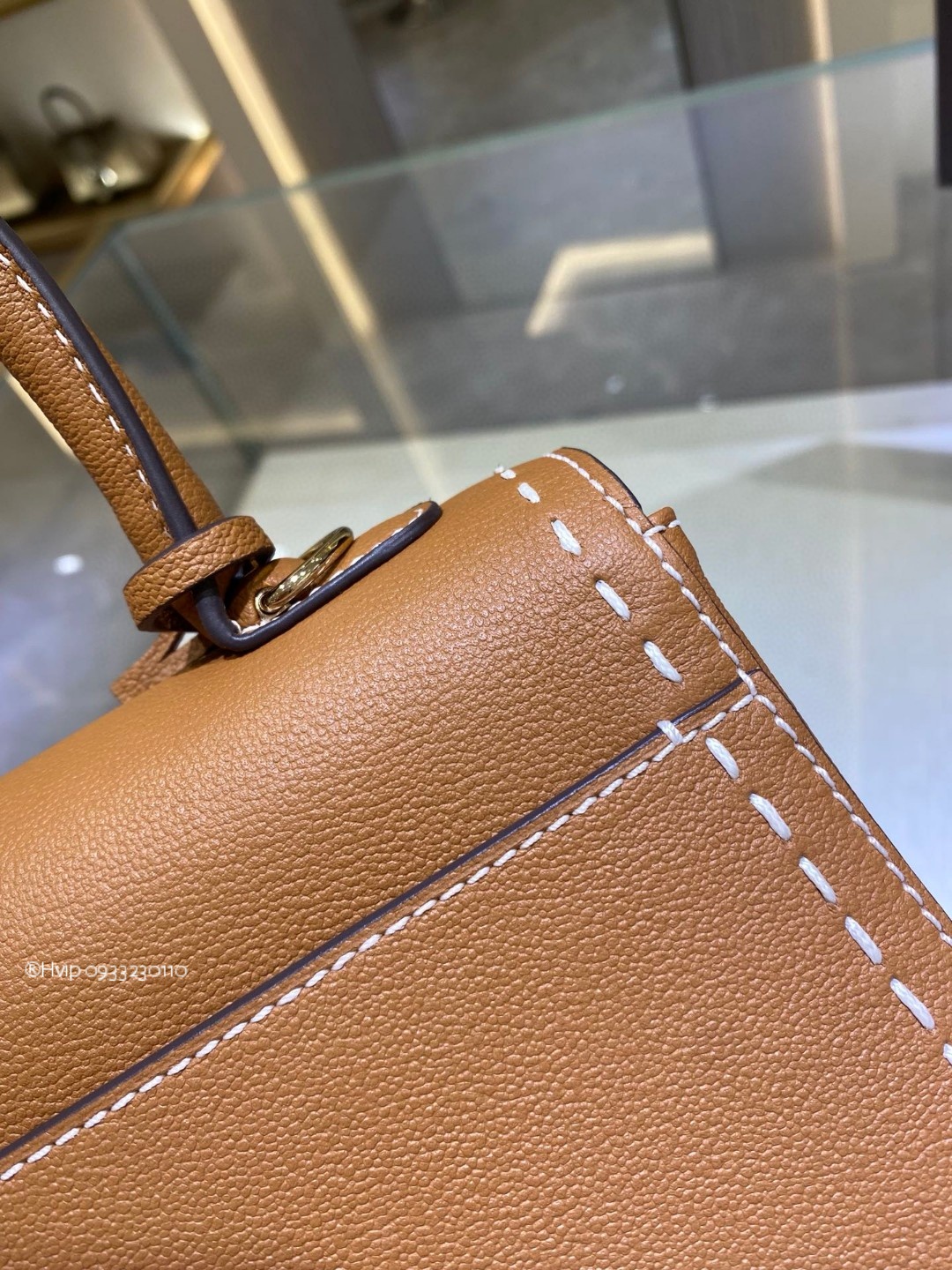 Delvaux Brillant PM Surpiqué grained Calf leatherVegetal - Ivory