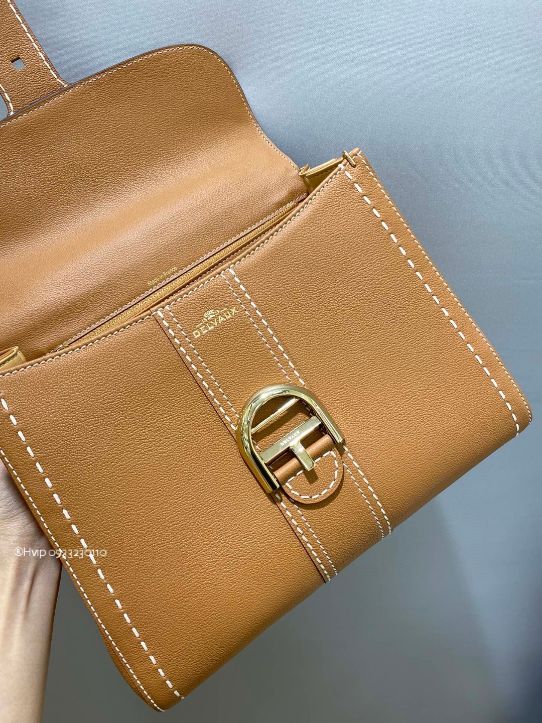 Delvaux Brillant MM Surpiqué grained Calf leather Vegetal - Ivory