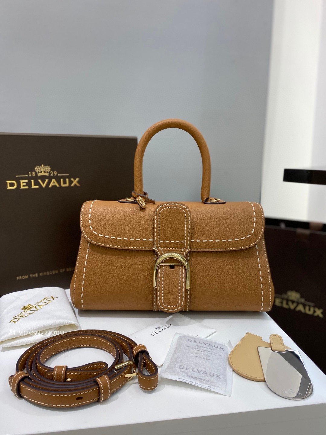 Delvaux Brillant PM Surpiqué grained Calf leather Vegetal - Ivory