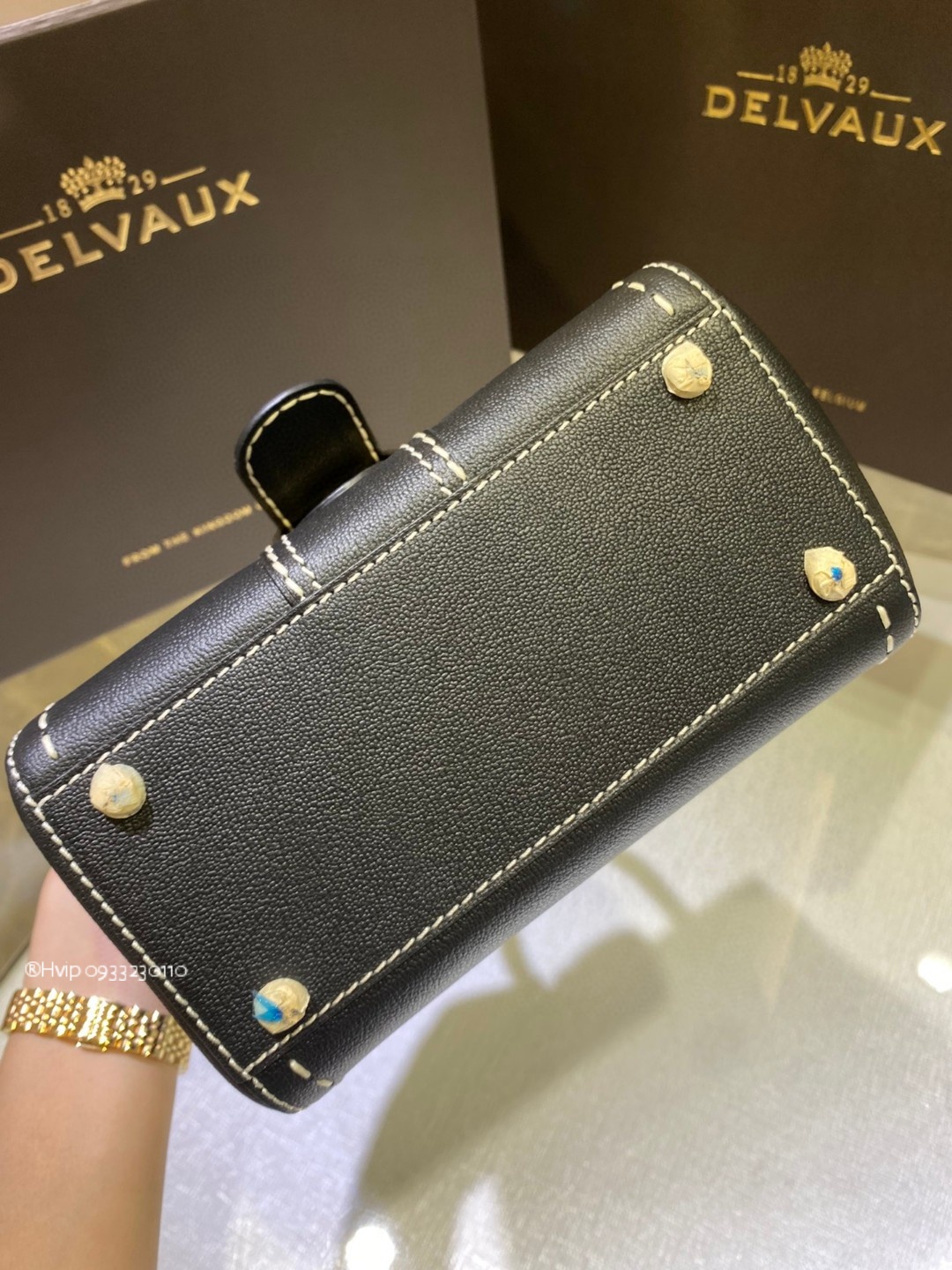 Delvaux Brillant Mini Surpiqué grained Calf leather black