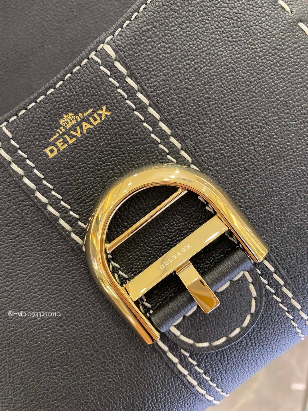 Delvaux Brillant Mini Surpiqué grained Calf leather black