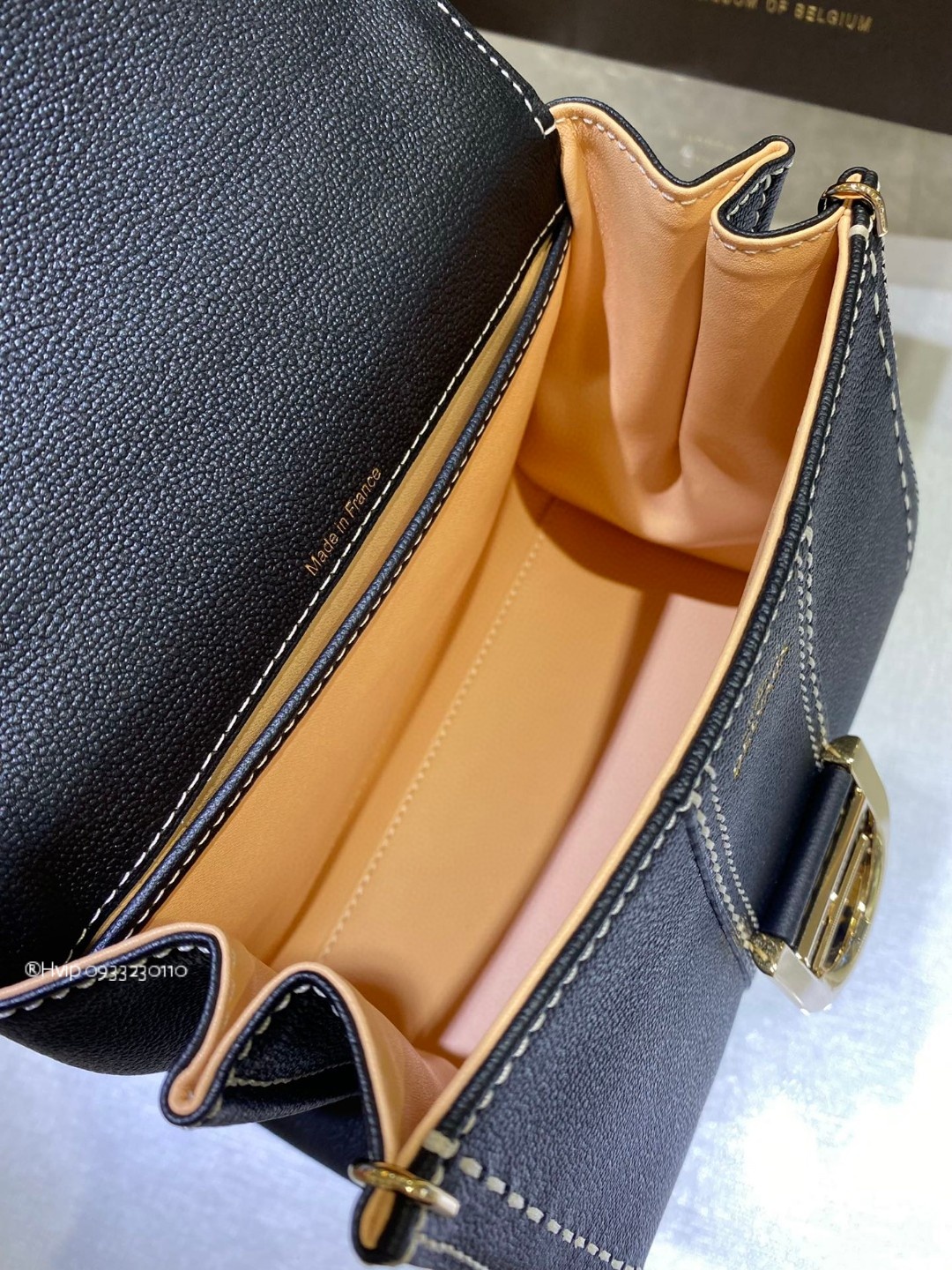 Delvaux Brillant Mini Surpiqué grained Calf leather black