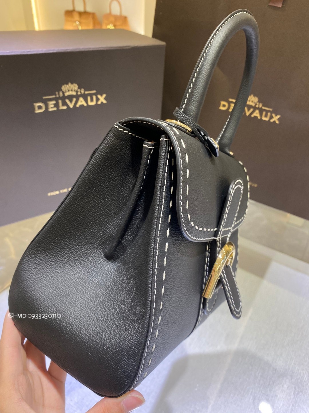 Delvaux Brillant PM Surpiqué grained Calf leather black