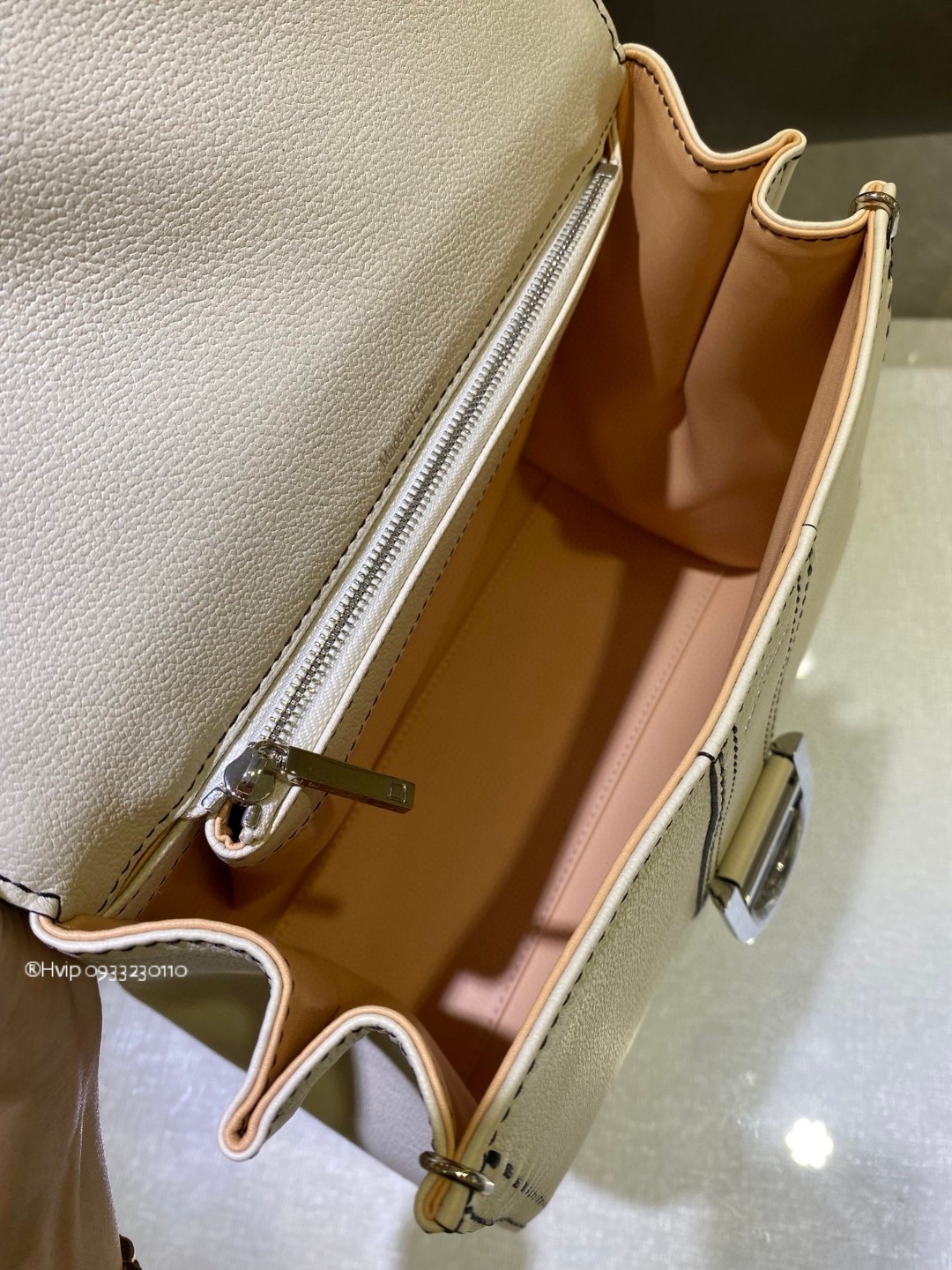 Delvaux Brillant PM Surpiqué grained Calf leather white