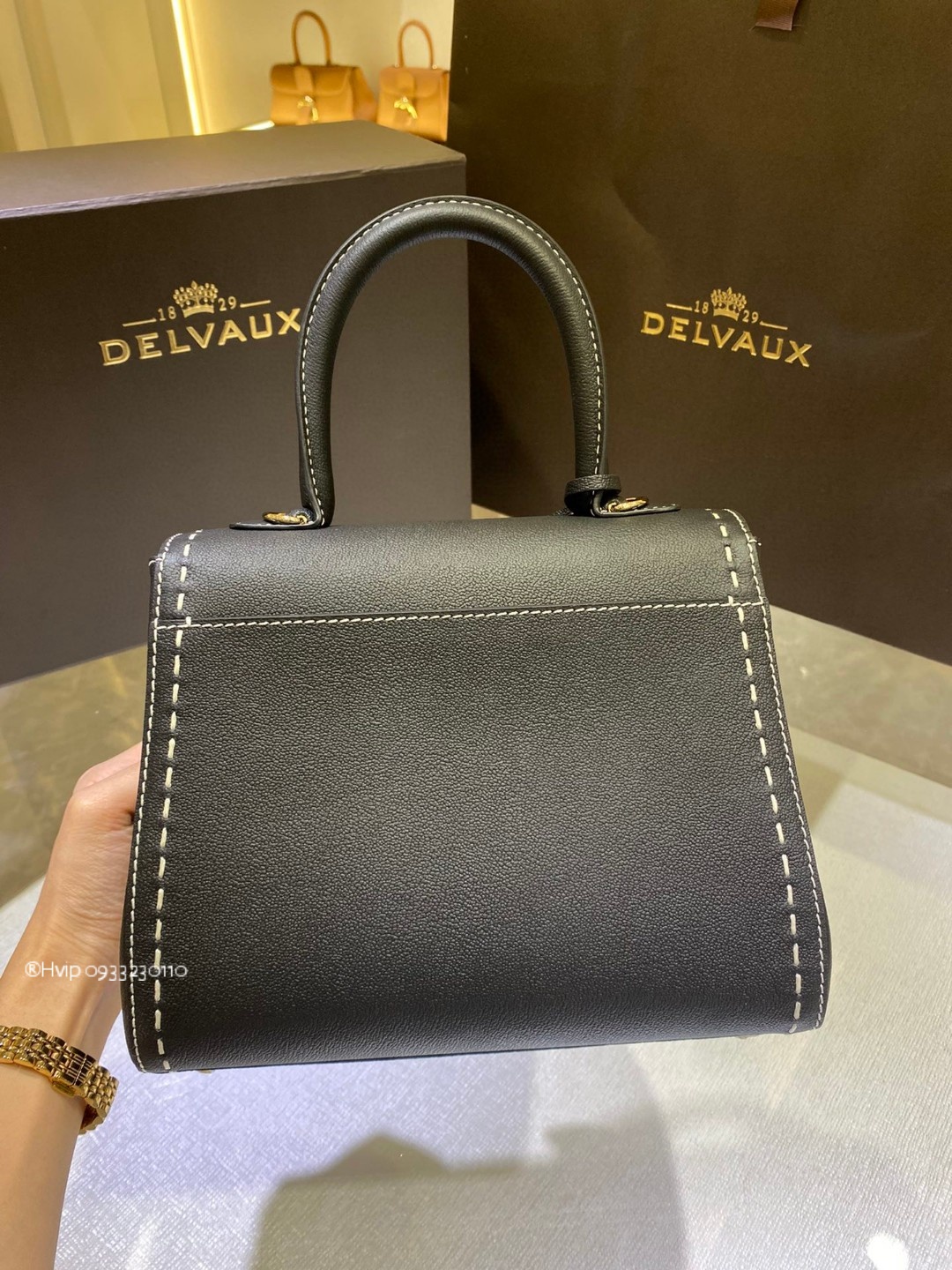 Delvaux Brillant PM Surpiqué grained Calf leather black