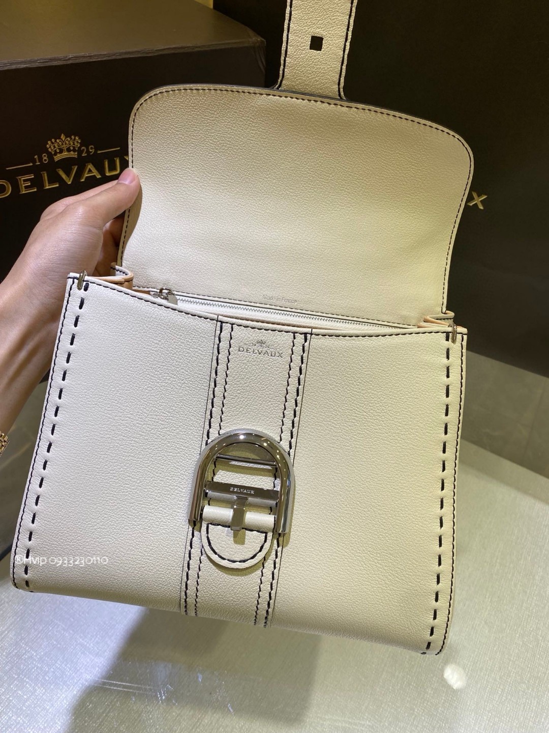 Delvaux Brillant PM Surpiqué grained Calf leather white