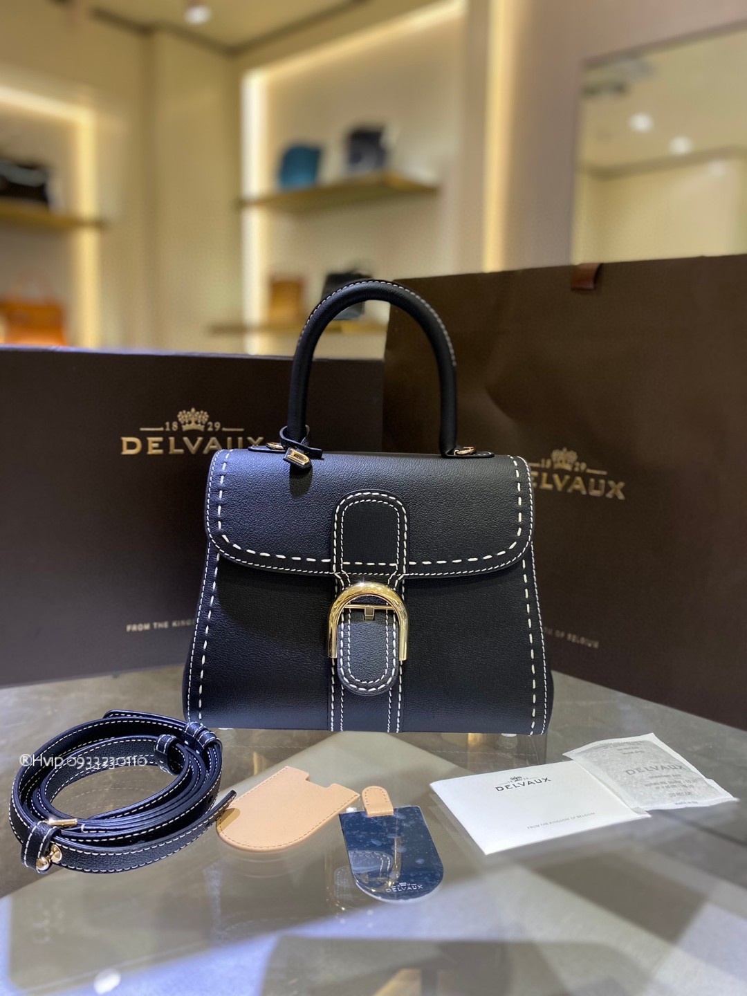 Delvaux Brillant PM Surpiqué grained Calf leather black