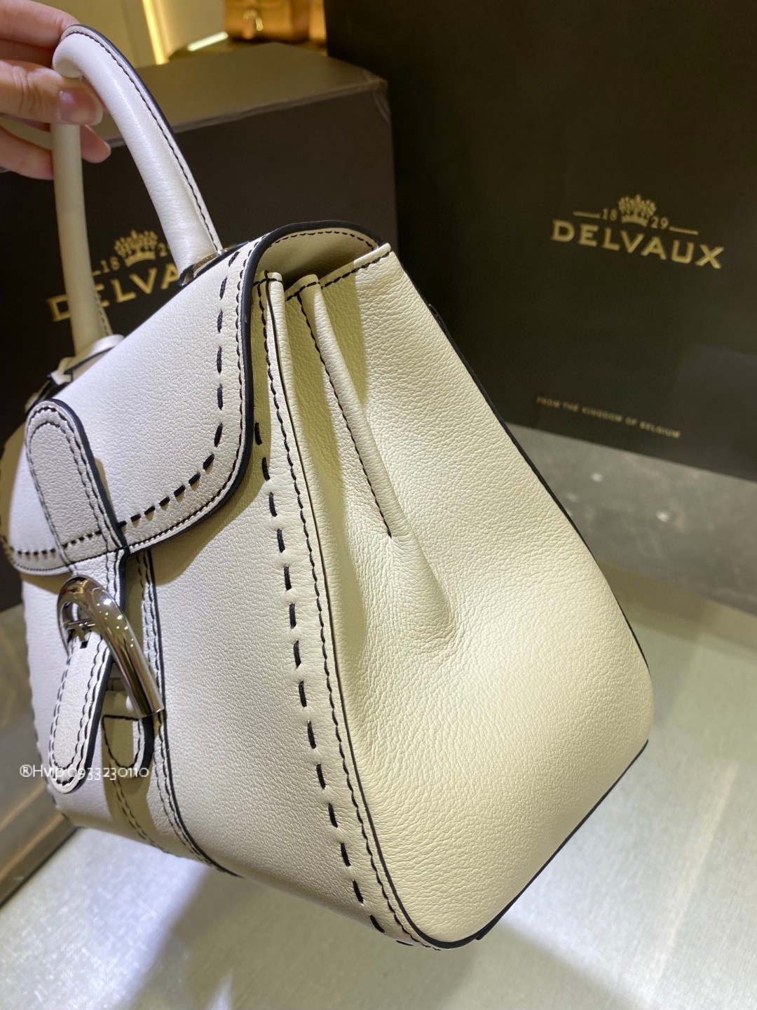 Delvaux Brillant PM Surpiqué grained Calf leather white