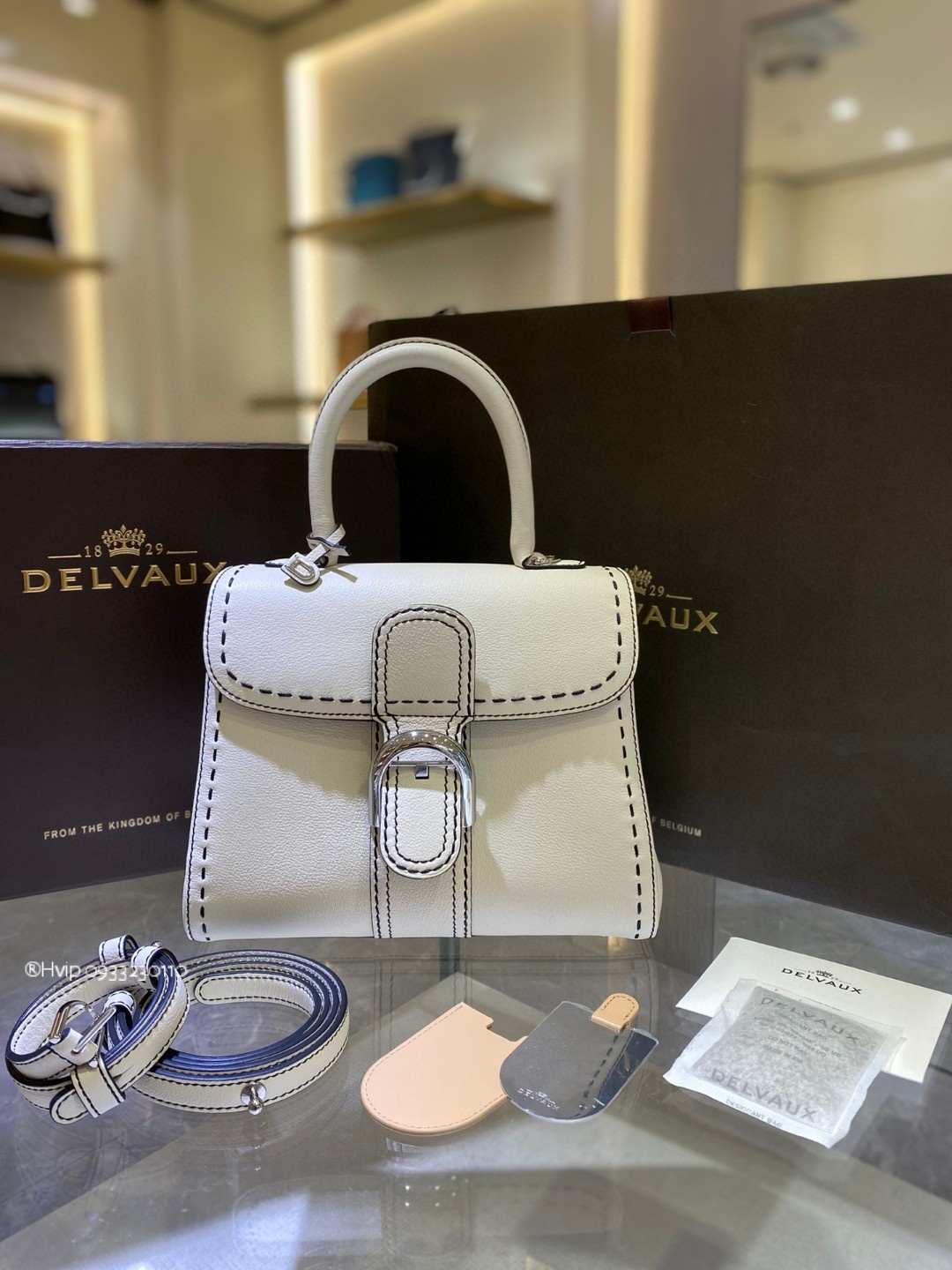 Delvaux Brillant PM Surpiqué grained Calf leather white