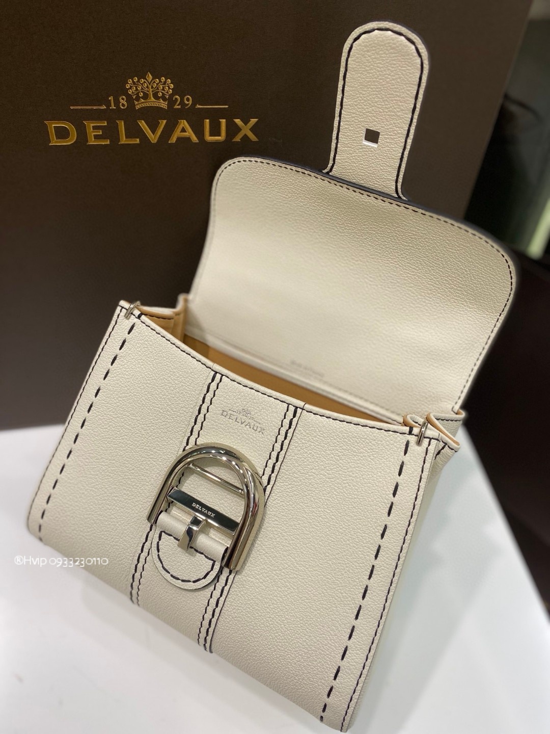 Delvaux Brillant Mini Surpiqué grained Calf leather white