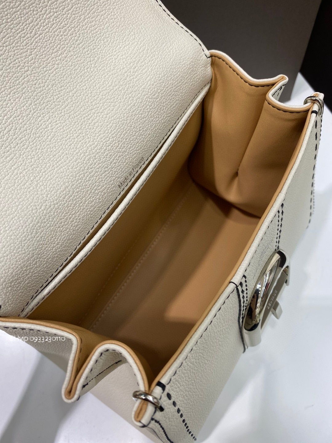 Delvaux Brillant Mini Surpiqué grained Calf leather white