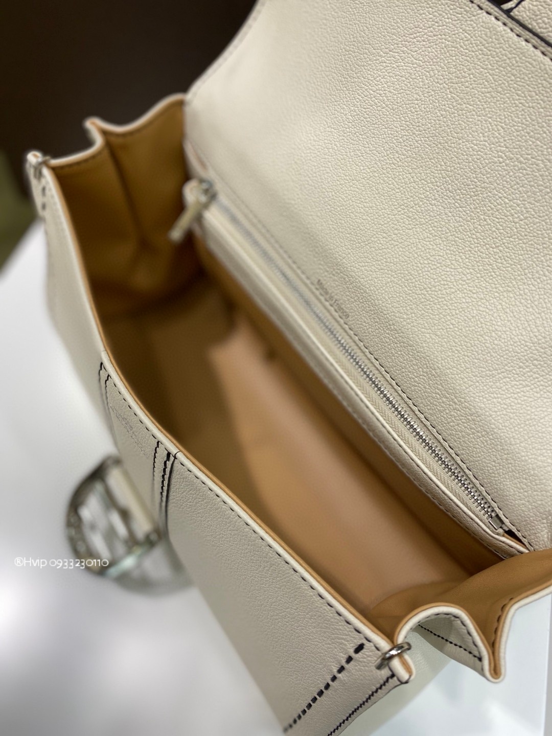 Delvaux Brillant PM Surpiqué grained Calf leather white