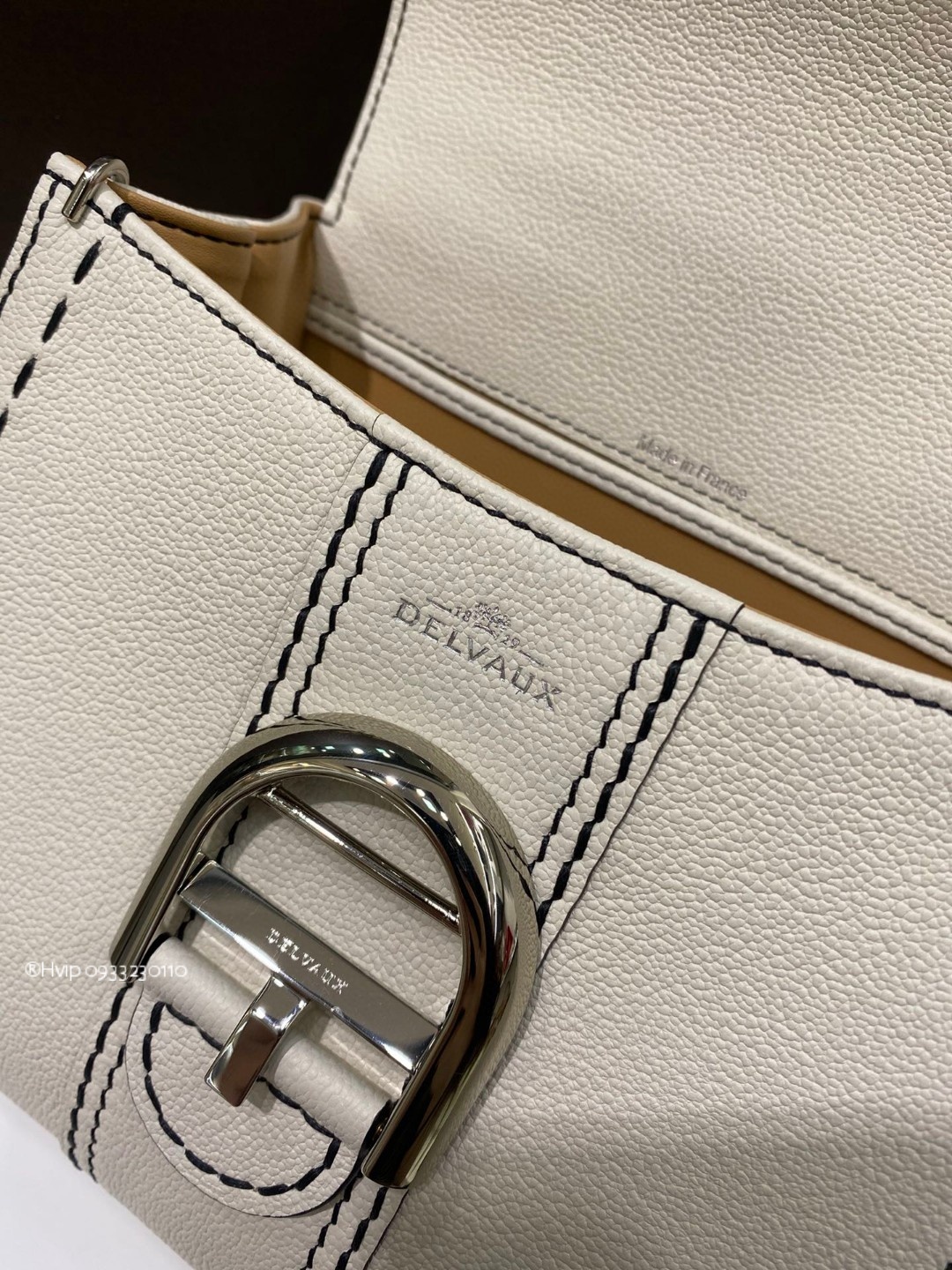 Delvaux Brillant Mini Surpiqué grained Calf leather white