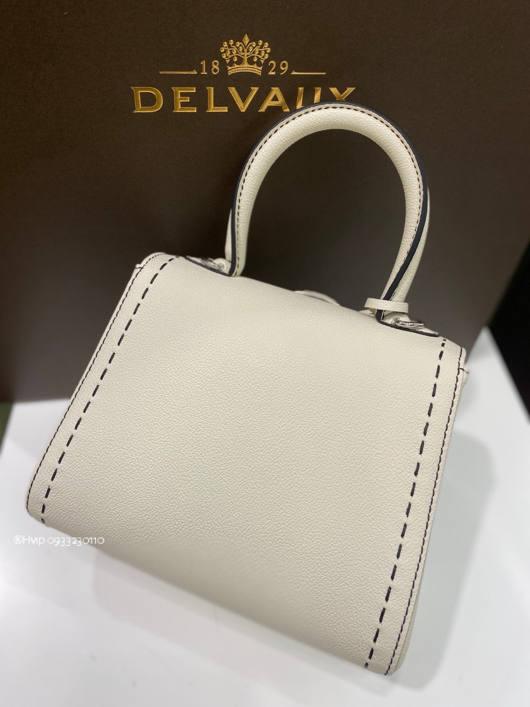 Delvaux Brillant Mini Surpiqué grained Calf leather white