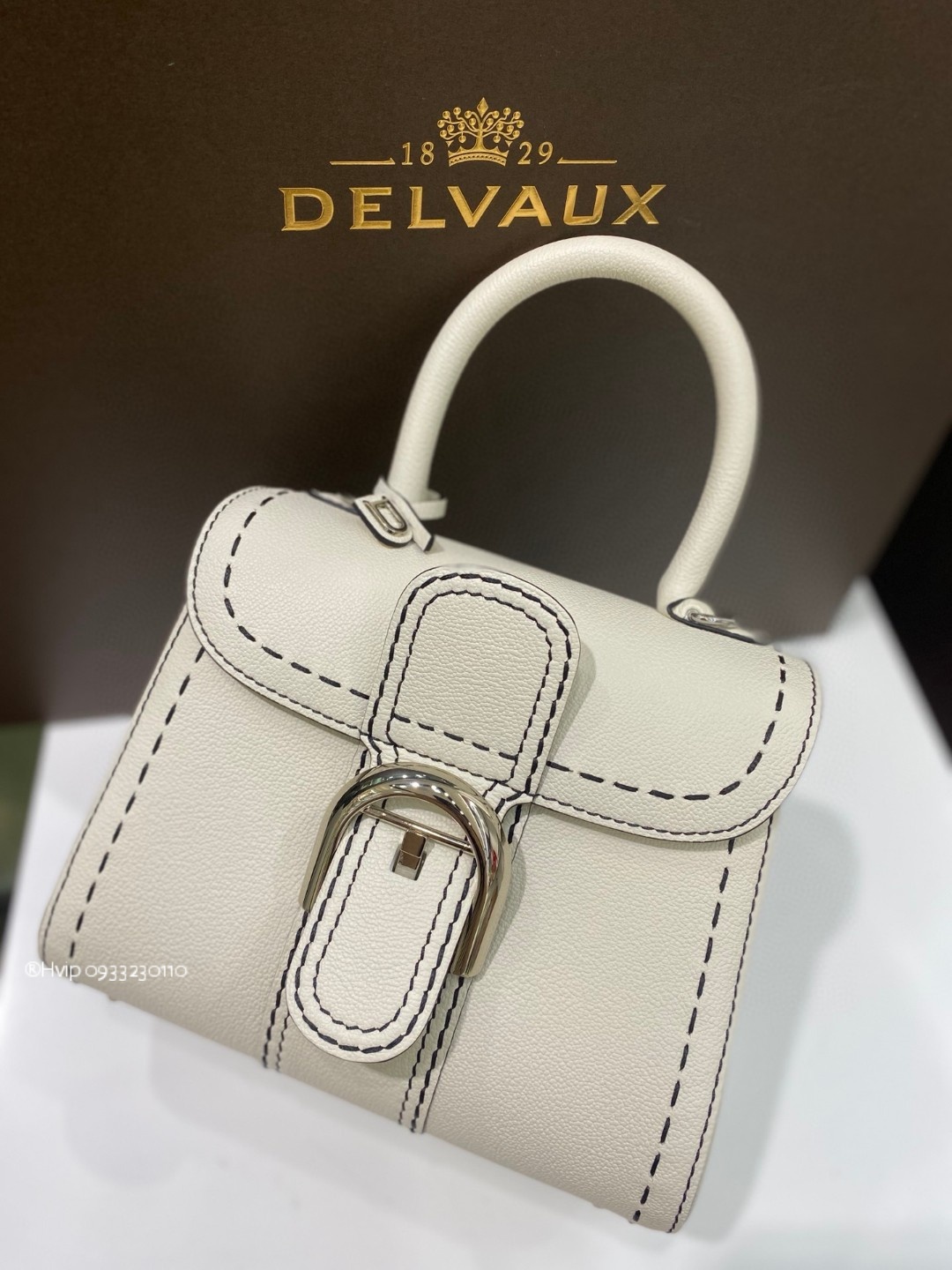 Delvaux Brillant Mini Surpiqué grained Calf leather white