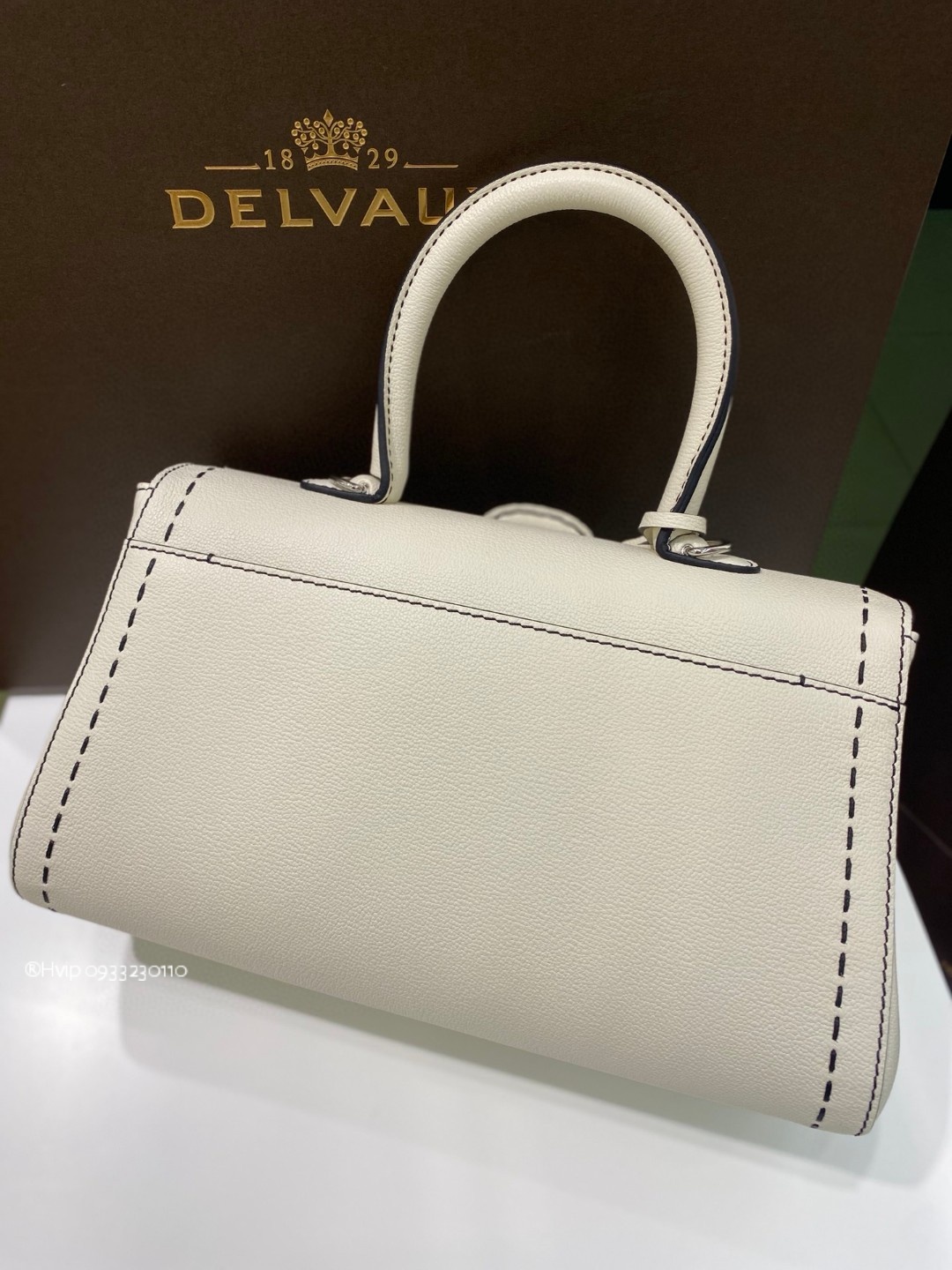 Delvaux Brillant PM Surpiqué grained Calf leather white