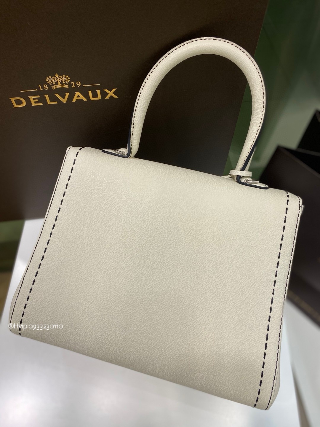 Delvaux Brillant MM Surpiqué grained Calf leather white
