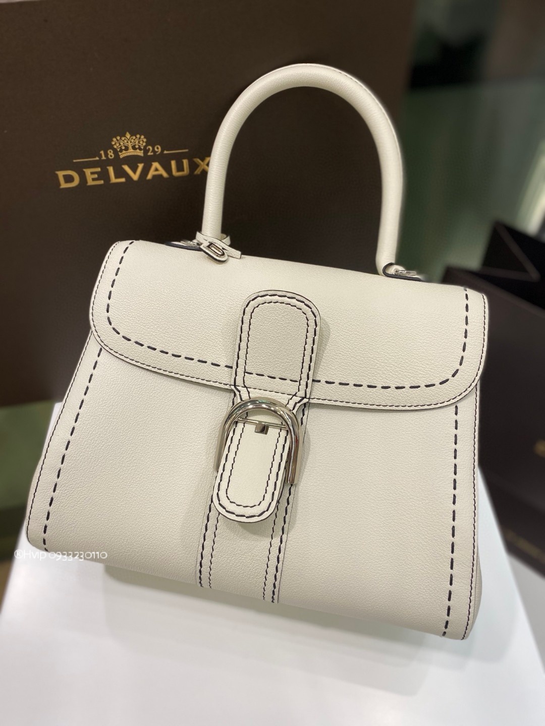 Delvaux Brillant MM Surpiqué grained Calf leather white