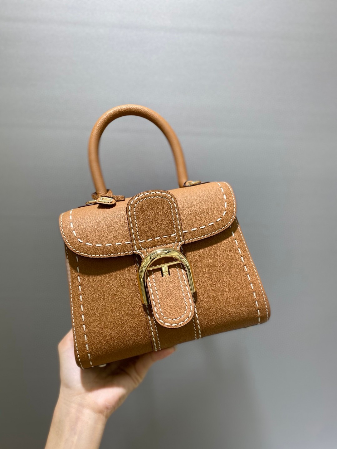 Delvaux Brillant Mini Surpiqué grained Calf leather Vegetal - Ivory