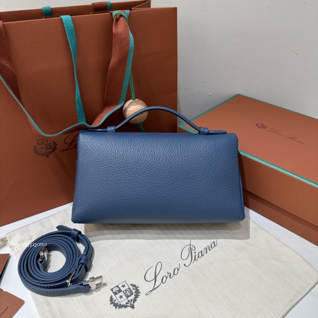 Loro Piana Extra Pocket L19 Grained Calfskin FAN4045 Cold Denim (W13L