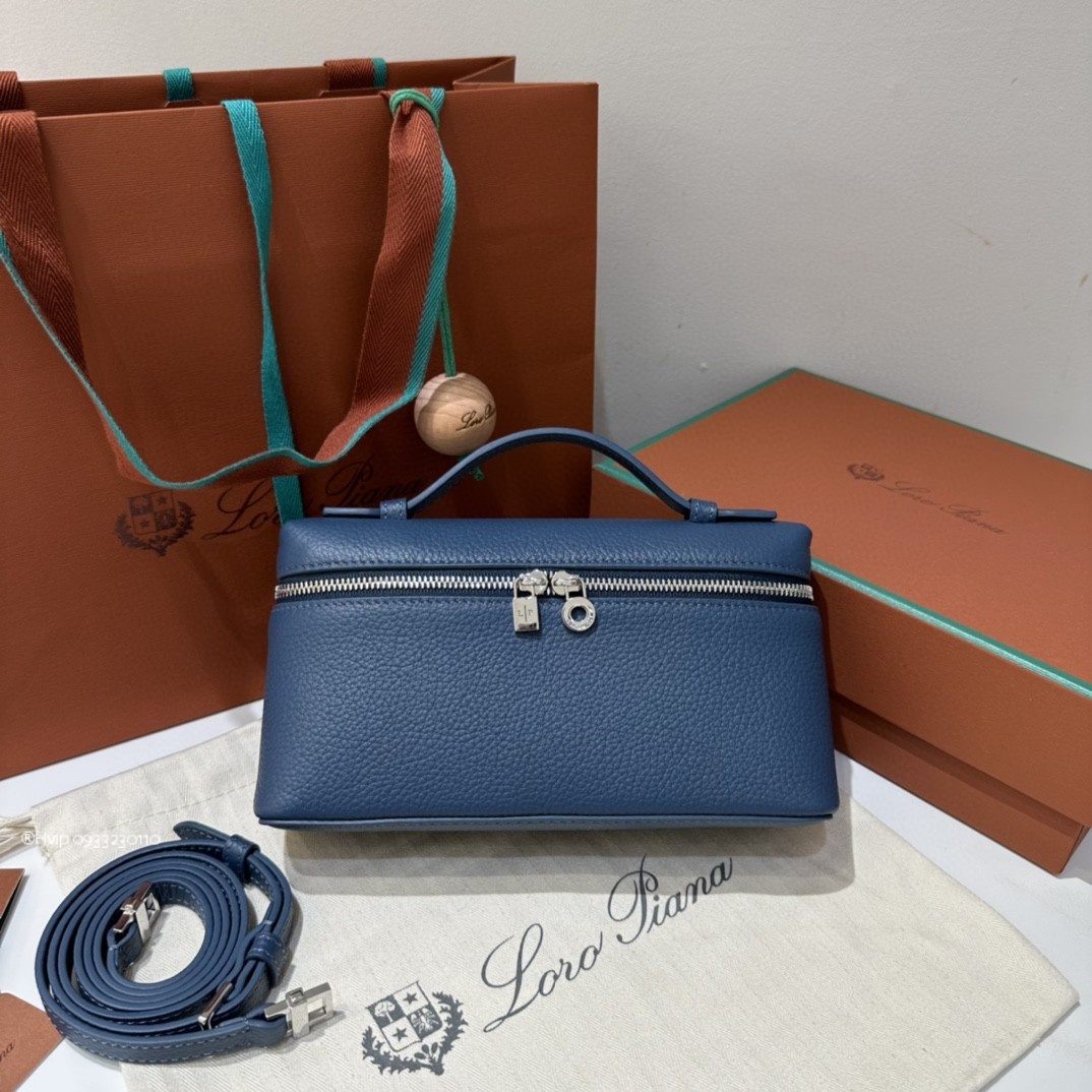 Loro Piana Extra Pocket L19 Grained Calfskin FAN4045 Cold Denim (W13L