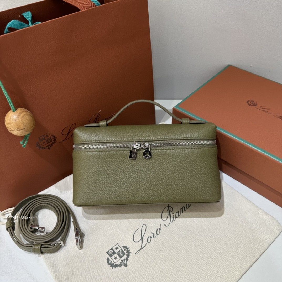 Loro Piana Extra Pocket L19 Grained Calfskin FAN4045 Sage Brush Leaves (50UB)